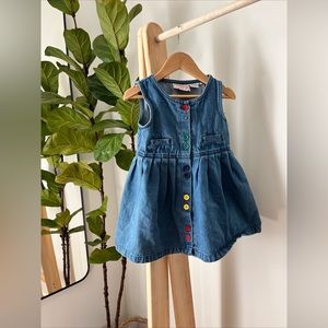 Vintage denim chambray toddler dress rainbow blue denim one piece 4T